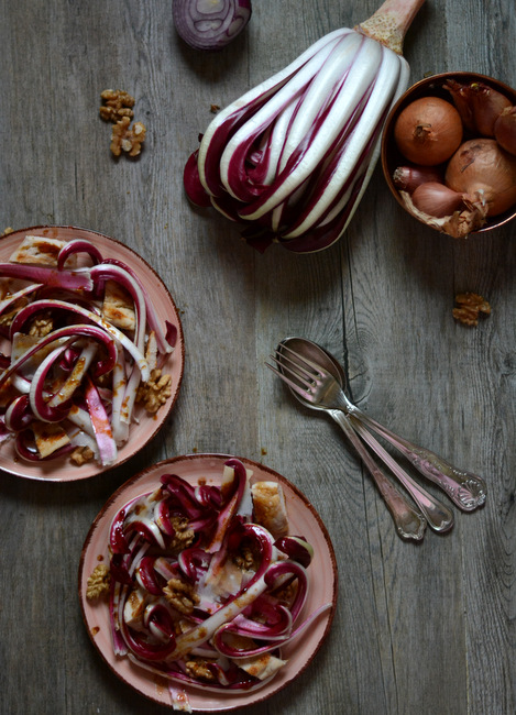 Insalata di pollo radicchio tardivo e noci al miele di castagno